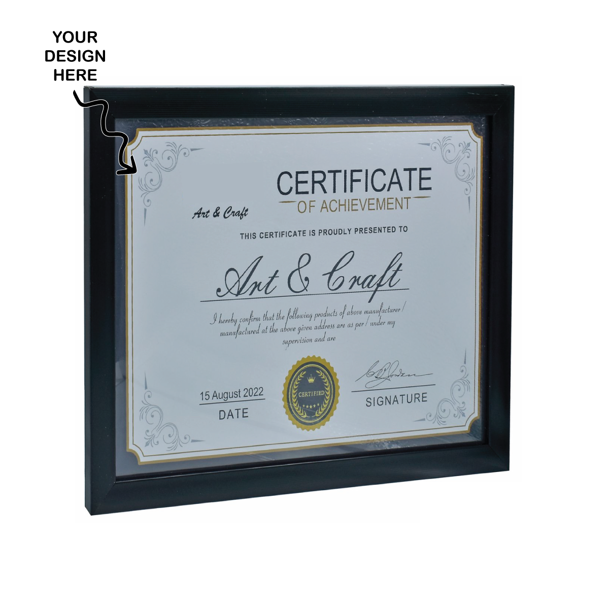 Personalized A4 Size Moulding Black Photo Memoir cum Certificate Frame - For Corporate Gifting, Employee Appreciation, Office Desk, Farewell Gifts - JAPFMA4-BK