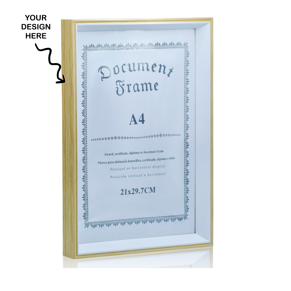 Personalized A4 Wooden Finish Photo Memoir, Document, cum Certificate Frame - For Corporate Gifting, Employee Appreciation, Office Desk, Farewell Gifts - JAPS5011A4
