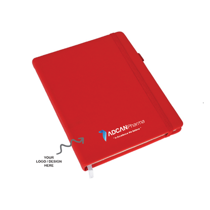 Personalized Logo Printed A5 Classic Red Corporate Diary - Notebook with Italian PU Cover - For Office Use, Personal Use, or Corporate Gifting