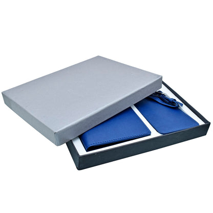 Blue 2in1 Passport Holder with Luggage Tag Gift Set - For Employee Joining Kit, Corporate, Client or Dealer Gifting JA1