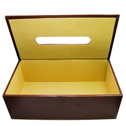 Brown Premium Leather Tissue Paper Holder - For Office Use, Personal Use, Corporate Gifting, Return Gift JATBLMBN
