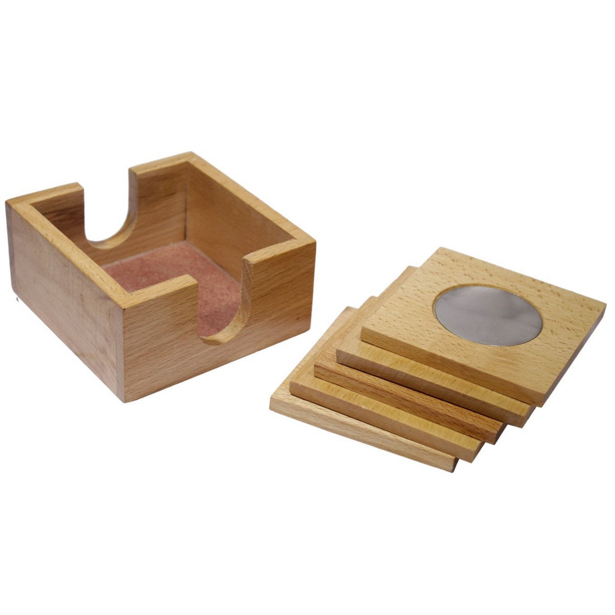 Set of 6 Brown Square Wooden Tea Coaster - For Corporate Gifting, Office Use, Personal Use, Return Gift JATC1055S