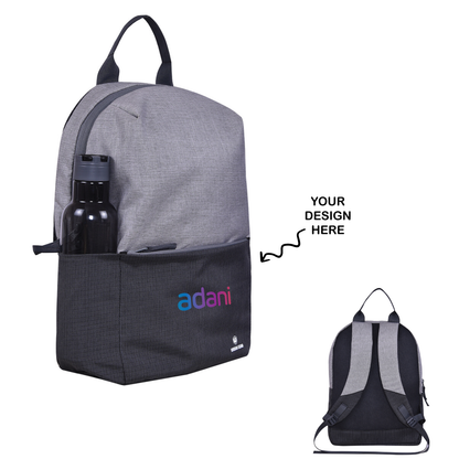 Personalized Dual Tone Grey and Dark Grey Backpack - For Employee Gifting, Corporate Gifting, Customer and Stakeholder Gifting, Colleges, Classes, Schools Use - LO-BP04