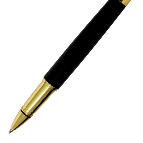 Golden and Black Color Roller Ball Pen with Golden Clip - For Office, College, Personal Use