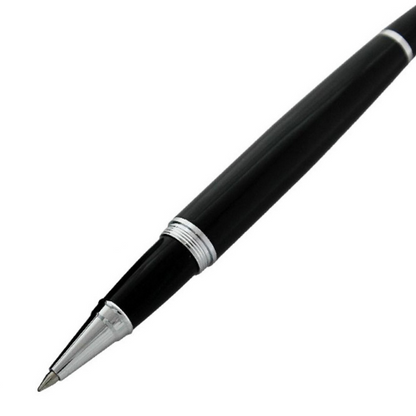 Silver and Black Color Roller Ball Pen with Silver Clip - For Office, College, Personal Use