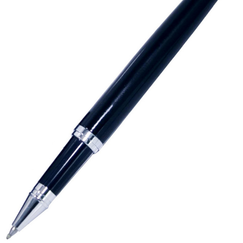 Premium Black Color Roller Ball Pen with Silver Clip - For Office, College, Personal Use