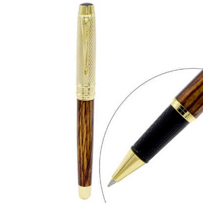 Blue, Marron and Coffee Color Roller Ball Pen with Golden Clip - For Office, College, Personal Use