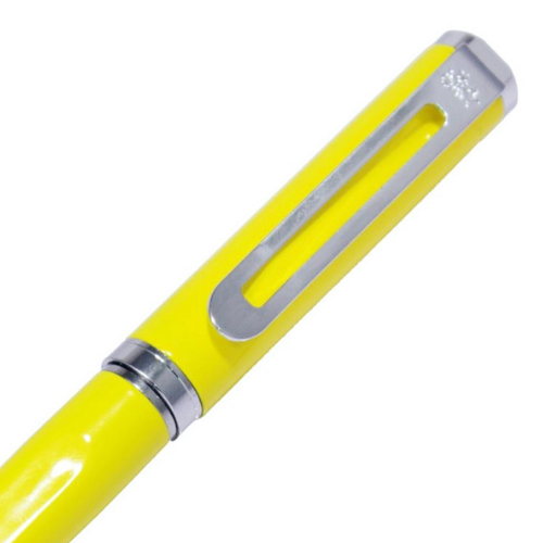 Yellow Ball Pen with Silver clip - For Office, College, Personal Use - Goa