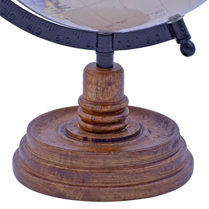 Wooden Base 8 Inch Blue World Globe Table Top - For Shops, Schools, Corporates, Office Use, Corporate Gifting JAWGDCW8IN
