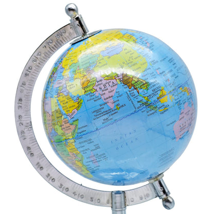 Silver Metal Base 5 Inch Blue World Globe Table Top - For Shops, Schools, Corporates, Office Use, Corporate Gifting JAWGEBL5IN