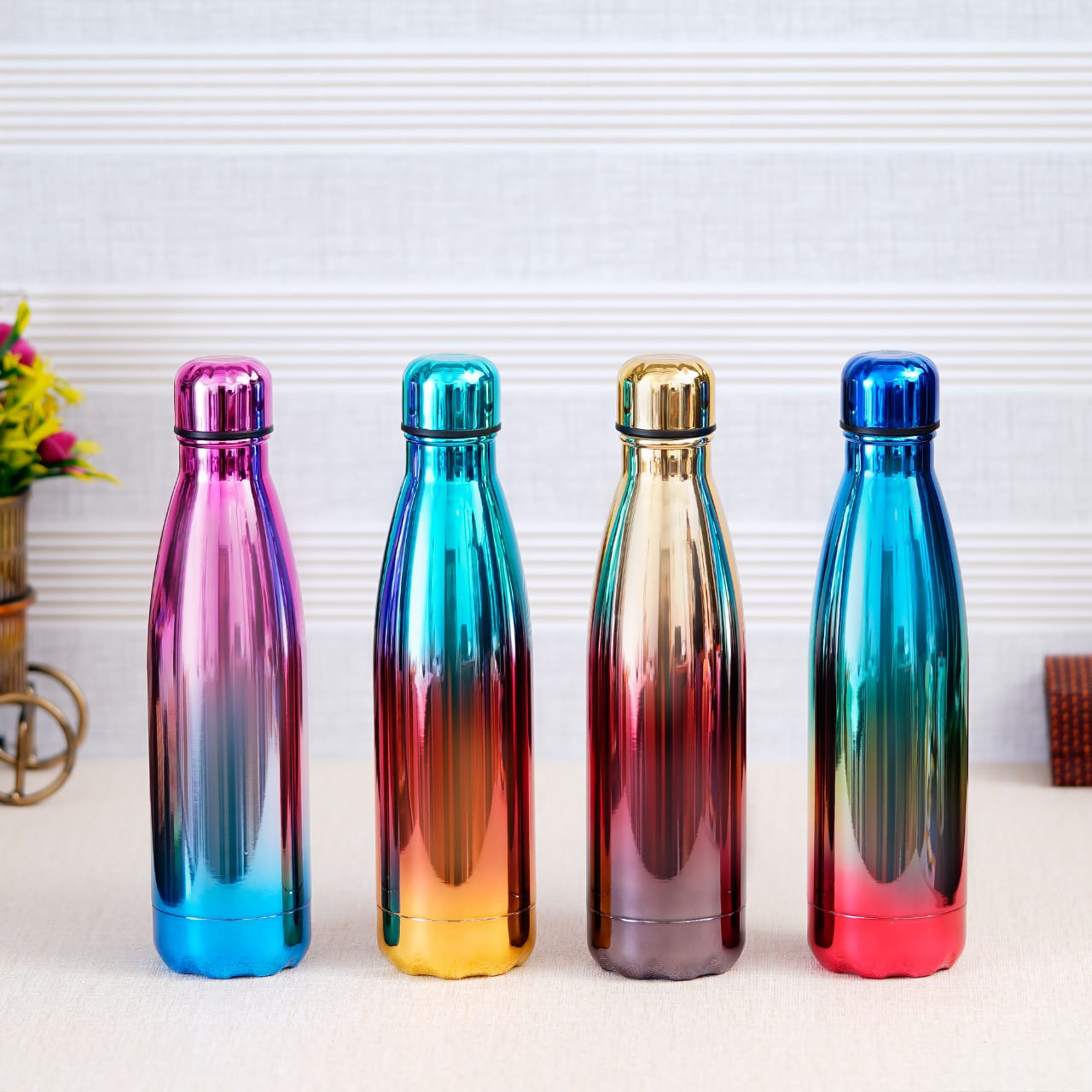 Personalized Rainbow Cola Shape Water Bottle Laser Engraved - Assorted Colors - 500ml - For Return Gift, Corporate Gifting, Office or Personal Use