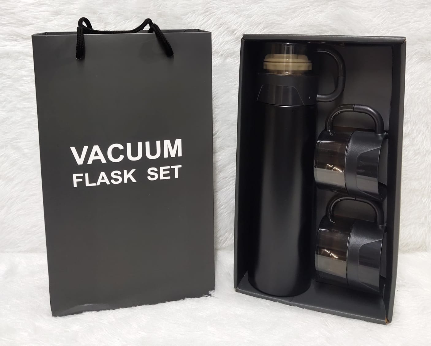 Steel Insulated Vacuum Flask Set with 3 Steel Cups Combo - Assorted Mix Colors - For Return Gift, Corporate Gifting, Office or Personal Use
