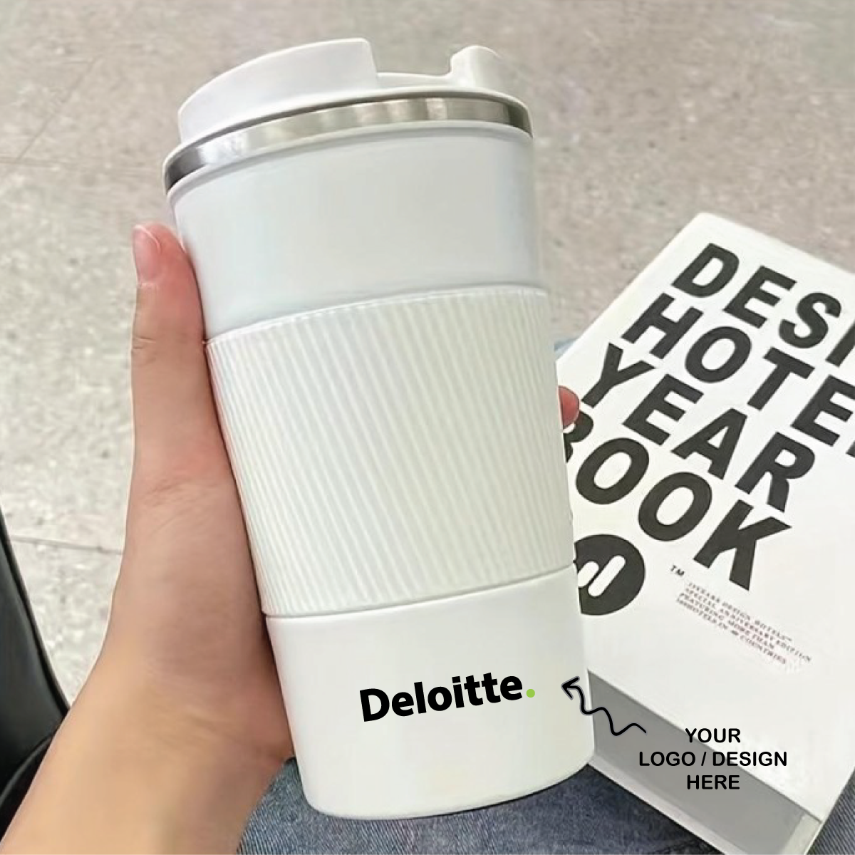 Personalized White Anti-Slip Gripper Tumbler 500ml - For Corporate Gifting, Return Gift, Gifts for Events Promotional Giveaway