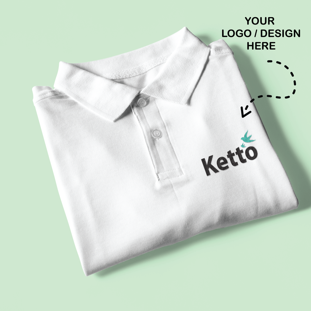 Personalized White Collar Polo Promotional T-Shirt for Corporate Gifting, Office Sports, Events, Festivals