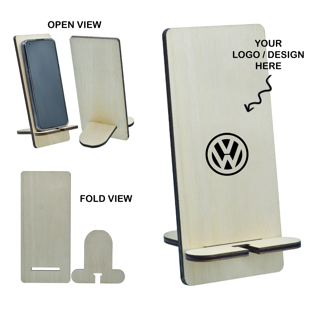 Personalized Folding Wooden Mobile Phone Holder - For Personal, Corporate Gifting, Return Gift, Event Gifting, Promotional Freebies JAMHFW00