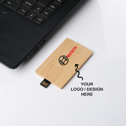 Personalized Wooden Card Shape USB Pendrive for Promotions, Giveaway, Corporate, and Personal Gifting HKCSW705