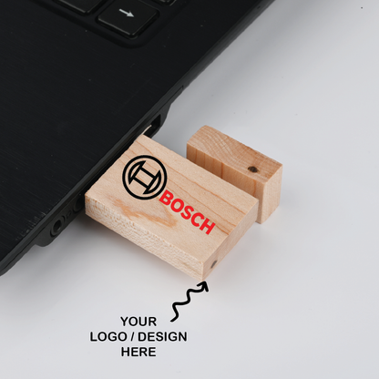 Personalized Wooden Rectangle USB Pendrive for Promotions, Giveaway, Corporate, and Personal Gifting HKCSW706