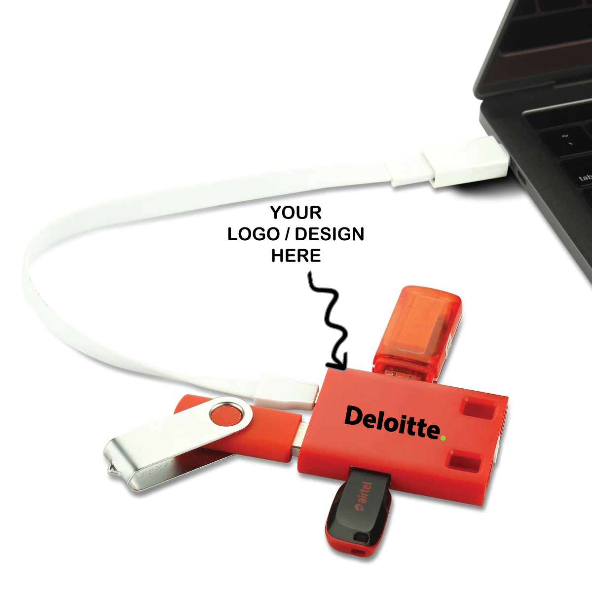 3 Port USB Hub Extension Cable - for Promotions, Giveaway, Event Freebies, Corporate, and Personal Gifting BGC101