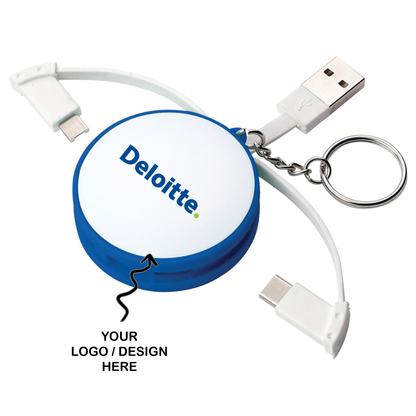 Personalized Round Folding Charging Cable cum Keychain - For Office Use, Personal Use, or Corporate Gifting BGC29