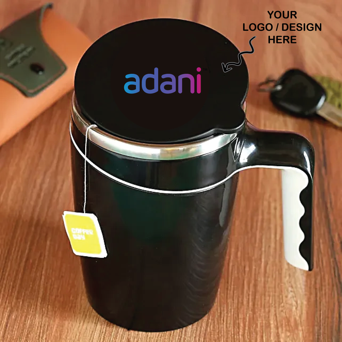 Personalized Black 470ml Spill Free Suction SS Mug - For Corporate, Client or Dealer Gifting, Promotional Freebie BGH168