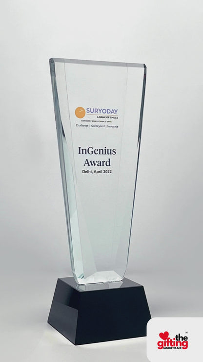 Personalized Crystal Award Trophy - For Employee Recognition, Corporate Gifting, Award Shows, Sports Event, Competition, Students Reward - MA303