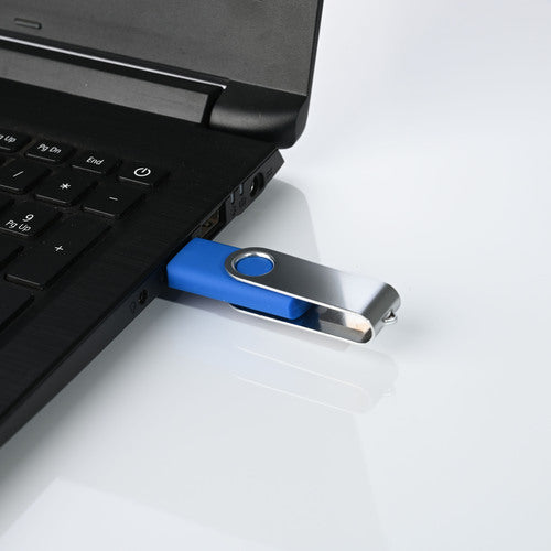 Personalized Blue Swivel USB Pendrive for Promotions, Giveaway, Corporate, and Personal Gifting HKCSS501