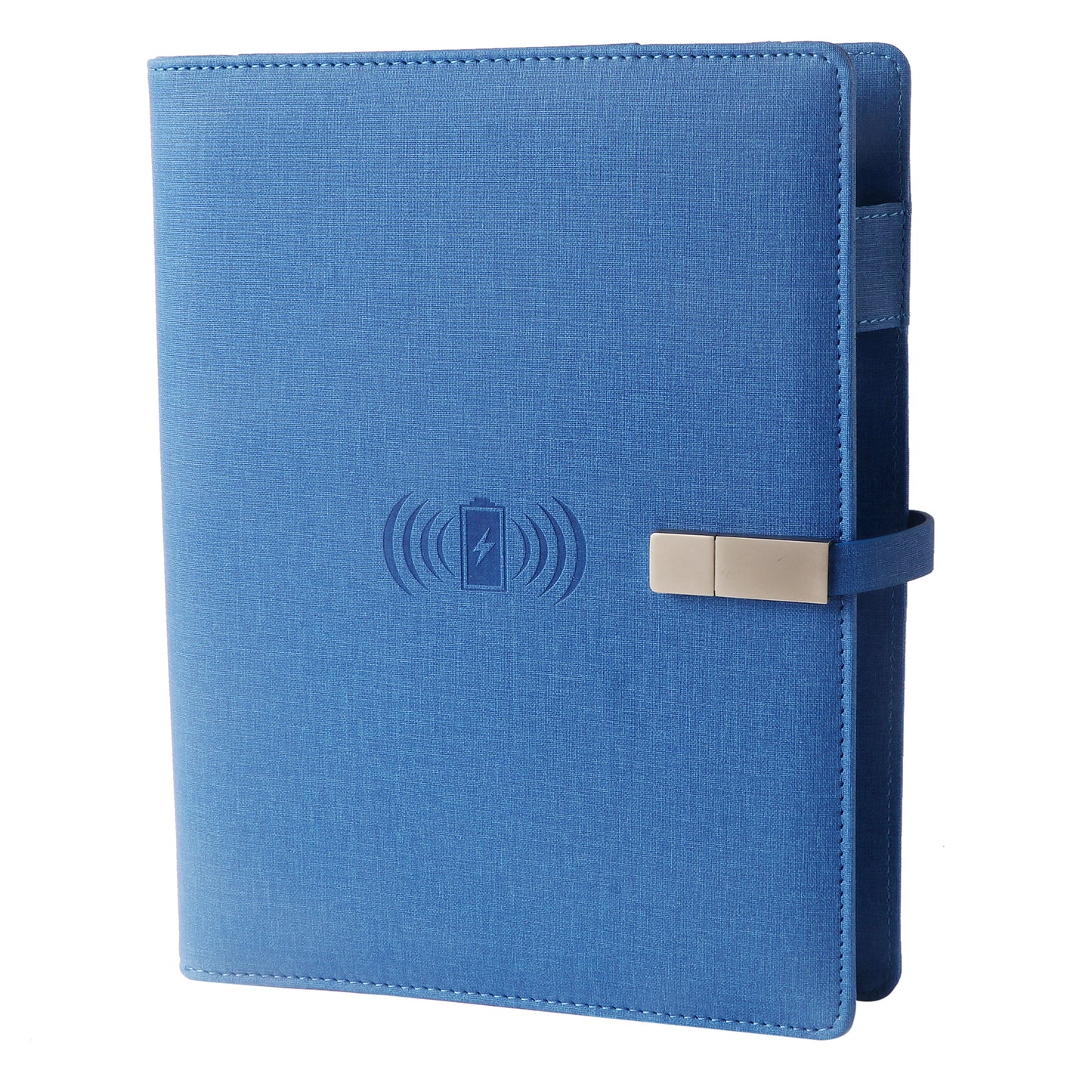 Personalized Blue Jute 8000mAh Notebook Diary Power Bank with 16gb Pen Drive - For Office Use, Personal Use, Return Gift, or Corporate Gifting - HK10103
