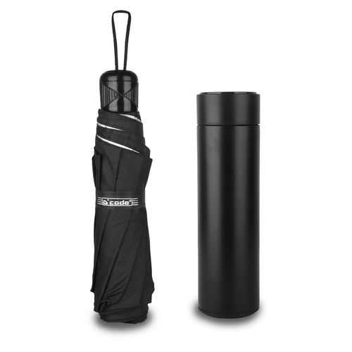 Black 2in1 Umbrella and Bottle Gift Set - For Corporate Gifting, Employee Joining Kit, Dealer or Customer Monsoon Gifting HKJOY