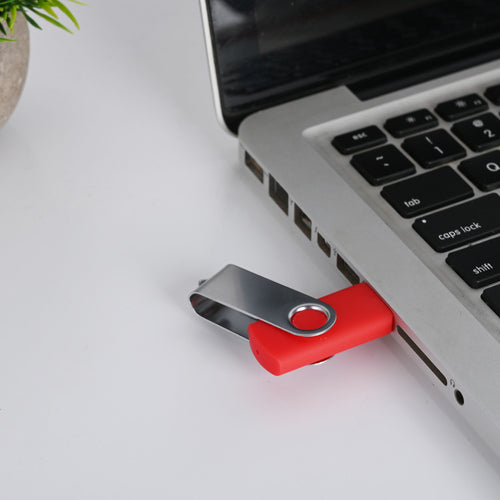Personalized Red Swivel USB Pendrive for Promotions, Giveaway, Corporate, and Personal Gifting