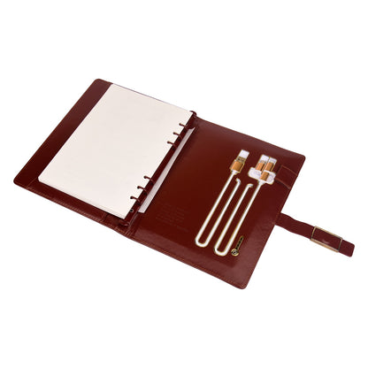 Personalized Dark Brown Leather Finished 8000mAh Power Bank Notebook Diary - For Office Use, Personal Use, Return Gift, or Corporate Gifting - HK10243