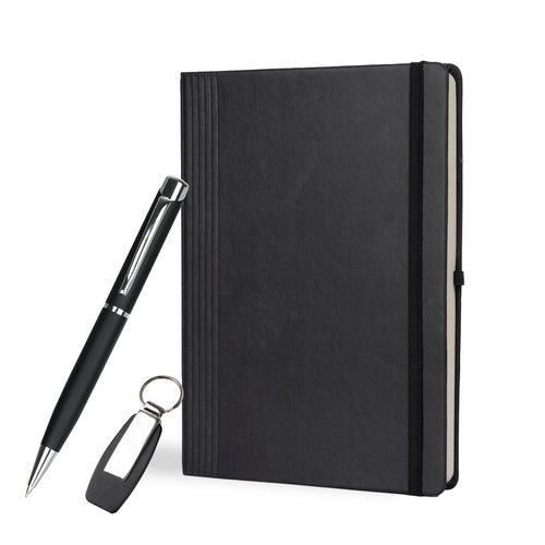 Black 3 in 1 Leather-finished Combo Gift Set - For Employee Joining Kit, Corporate, Client or Dealer Gifting HK2937