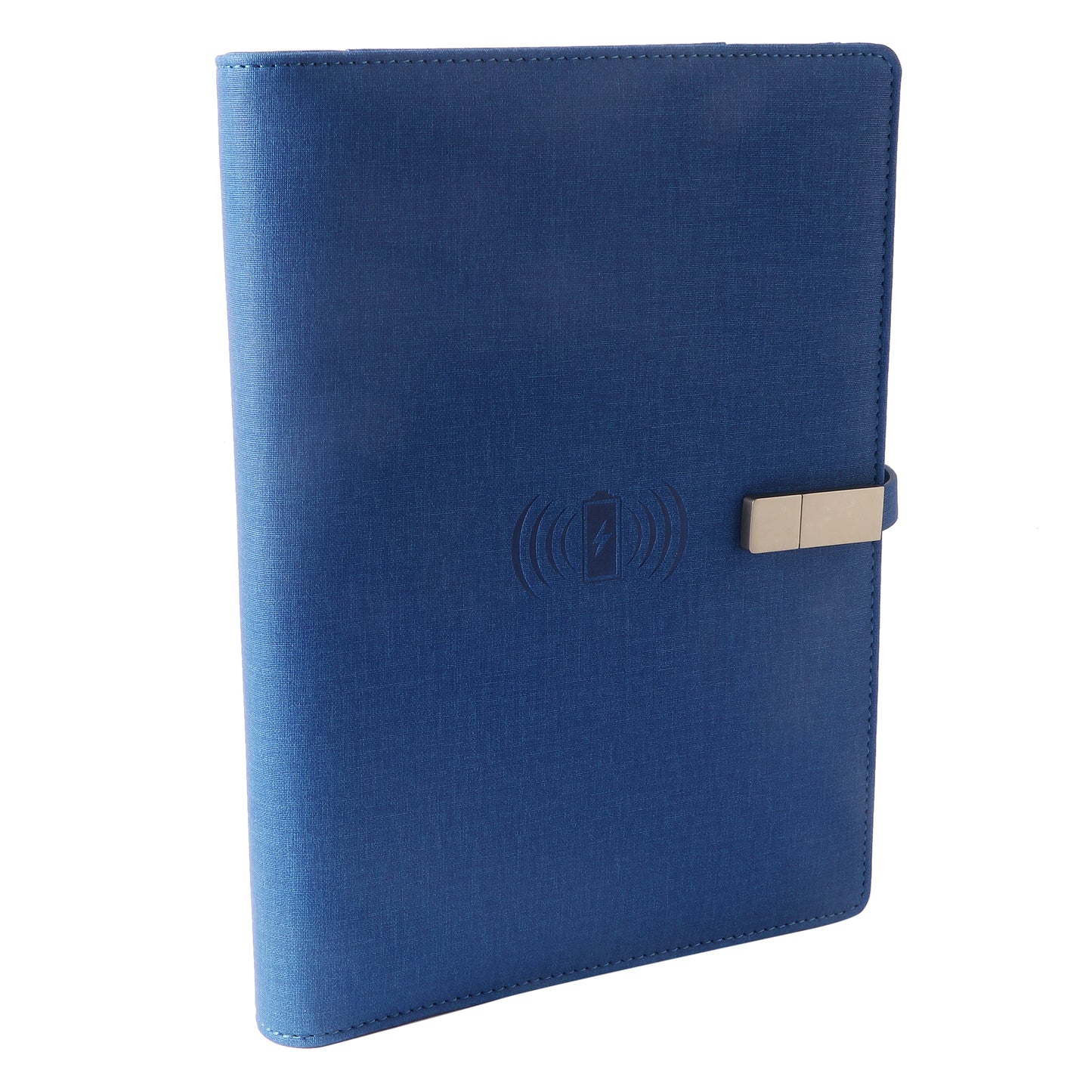 Personalized Blue Jute 8000mAh Notebook Diary Power Bank with 16gb Pen Drive - For Office Use, Personal Use, Return Gift, or Corporate Gifting - HK10103