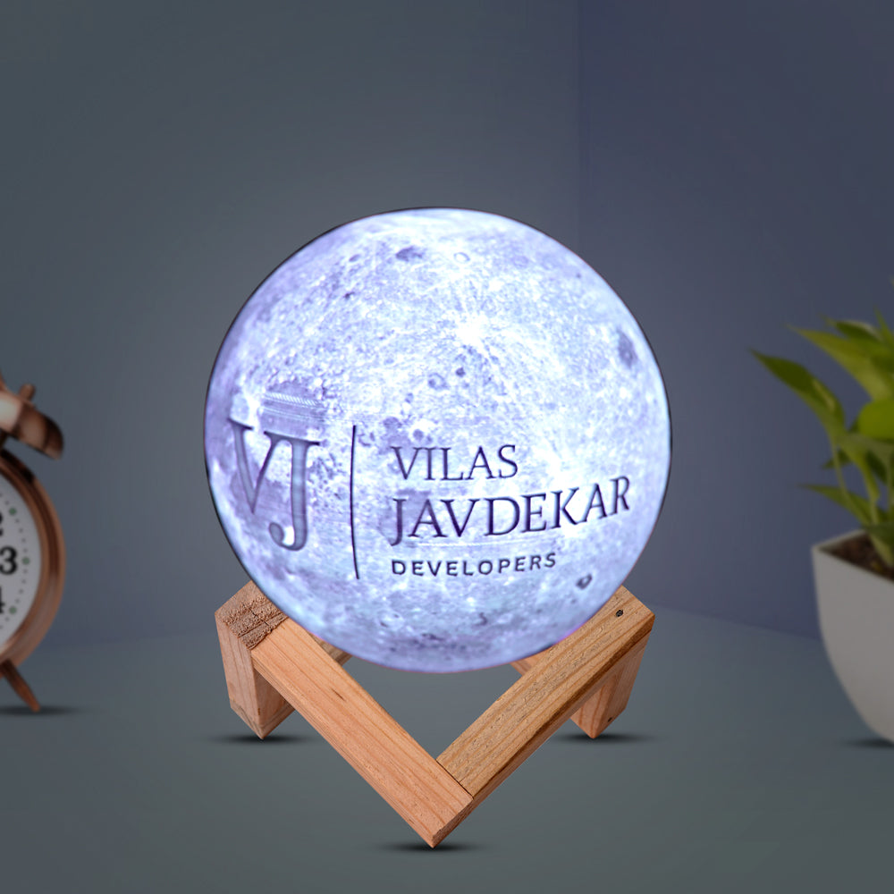 Personalized 3 Color Moon Lamp With Stand - For Corporate Gifting, Diwali Gift