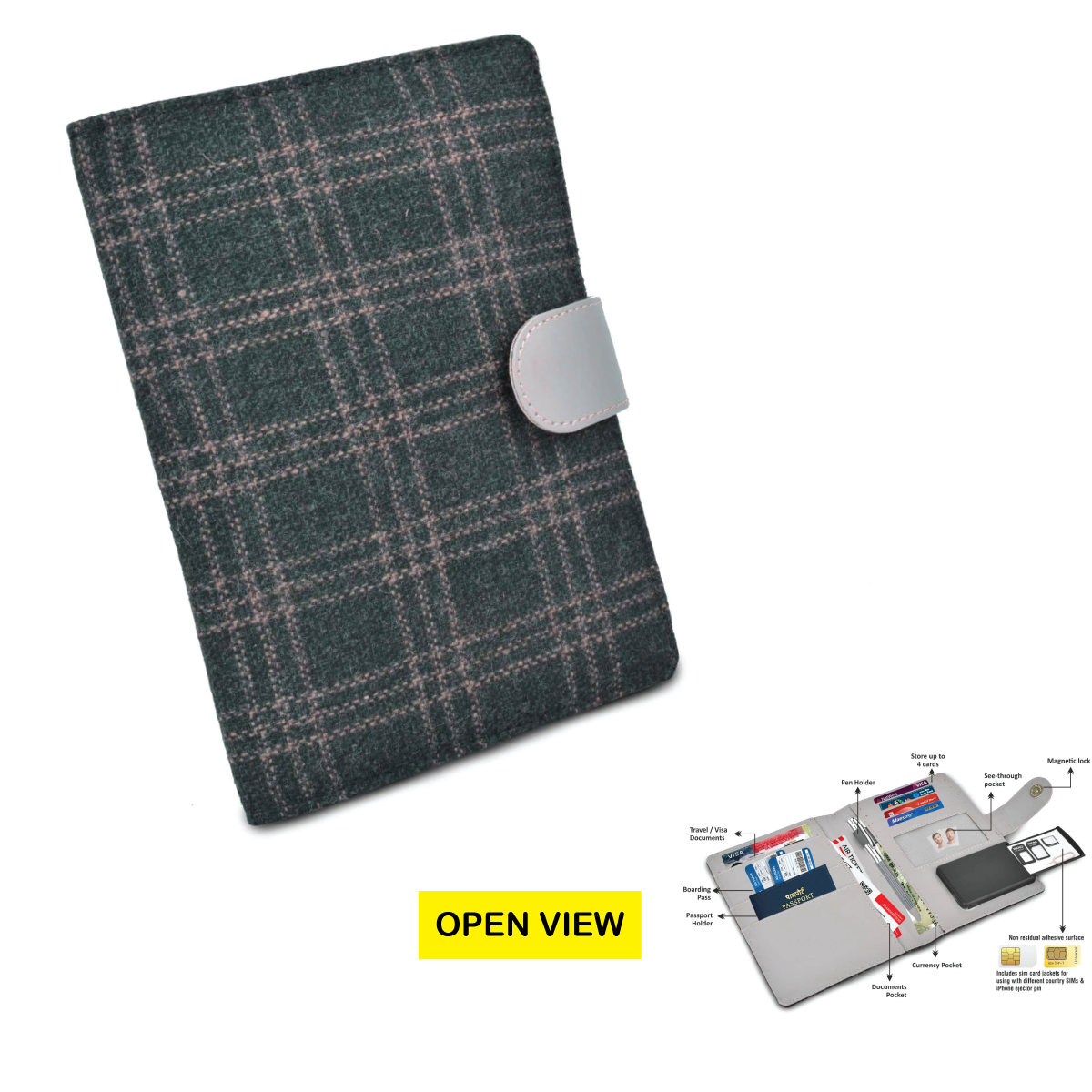 Premium Passport Holder Soft Tweed Material - Gifts for Travelers, Travel Companies, Personal or Corporate Gifting BGS34