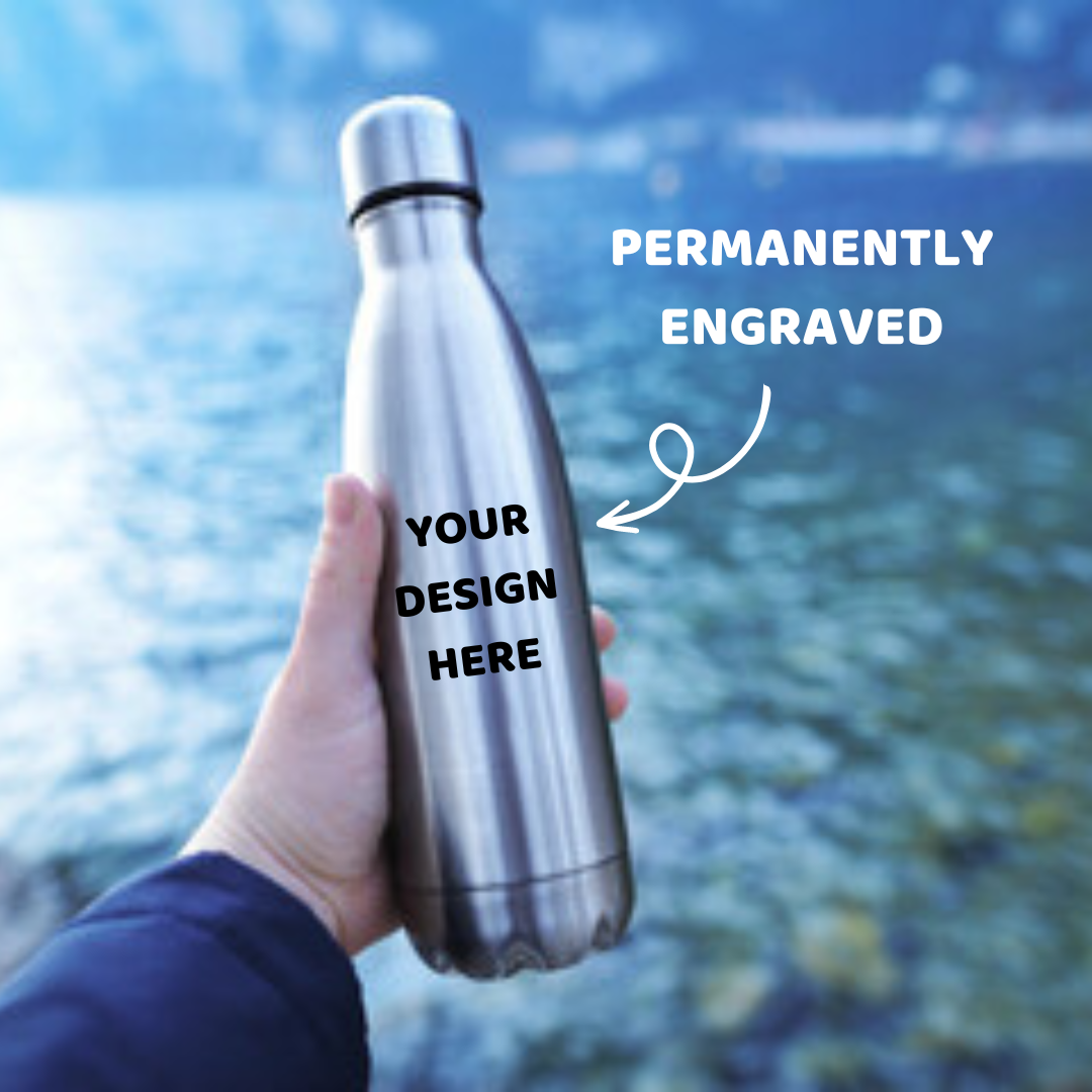 Personalized Engraved Steel Double Wall Cola Water Bottle - Hot and Cold - 500ml - For Return Gift, Corporate Gifting, Office or Personal Use