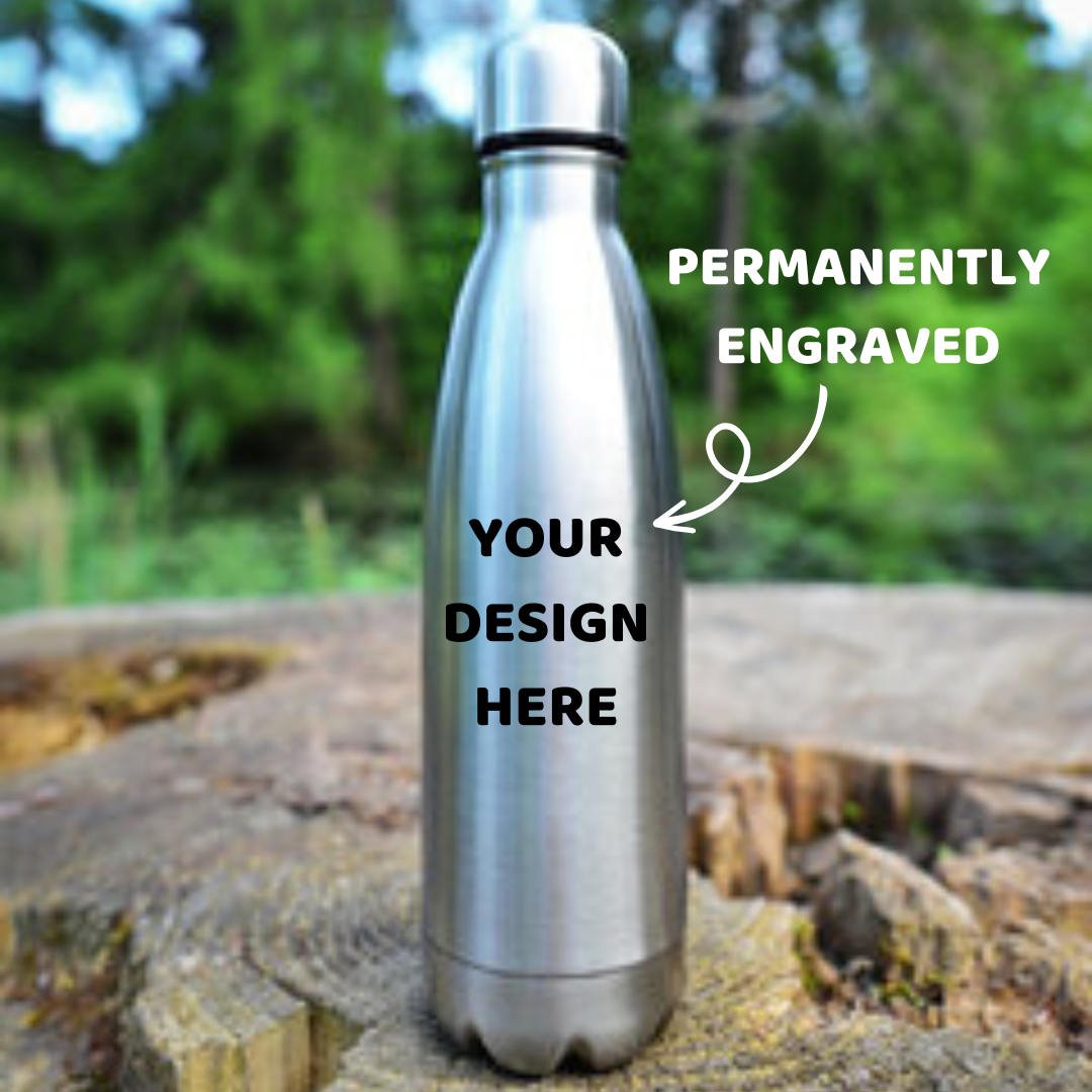 Personalized Engraved Steel Double Wall Cola Water Bottle - Hot and Cold - 1000ml - 1 Litre - For Return Gift, Corporate Gifting, Office or Personal Use