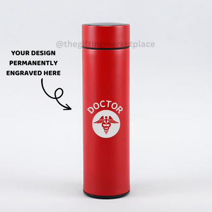 Personalized Red Temperature Water Bottle 500ml - Laser Engraved - For Return Gift, Corporate Gifting, Office or Personal Use