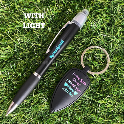 Personalized LED Keychain and Pen Set with Box - For Return Gift, Corporate Gifting, Event Freebies, Promotional Giveaway