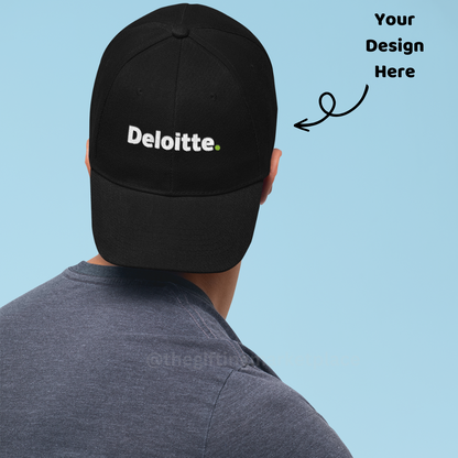Personalized Black Cotton Cap - 6 Panel - For Corporate Gifting, School, College, Office Events and Sports Day