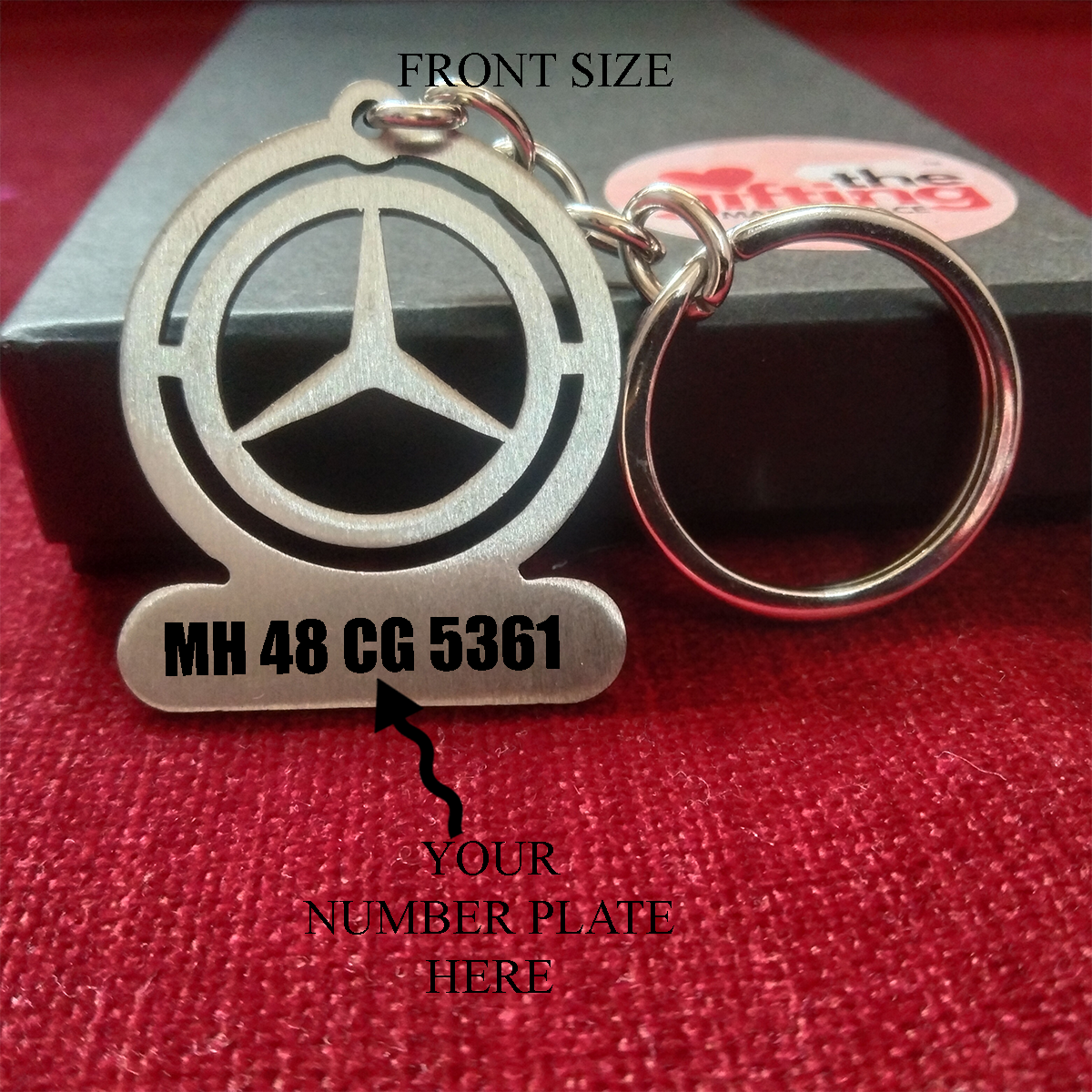 Personalized Premium Mercedes-Benz Stainless Steel Keychain with Number Plate, Name, and Phone Number Printed
